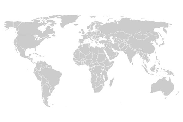 Clean gray world map showing all continents and countries with clear borders, displaying blue investor location dots at major financial centers
